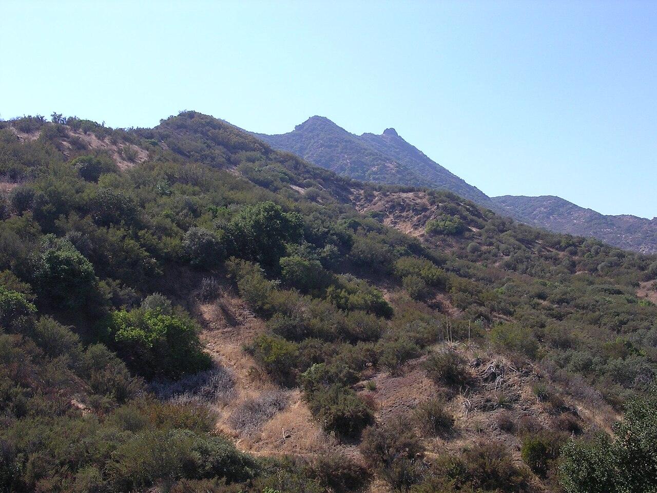 Ladyface Peak rising above the chaparral hills of Agoura Hills