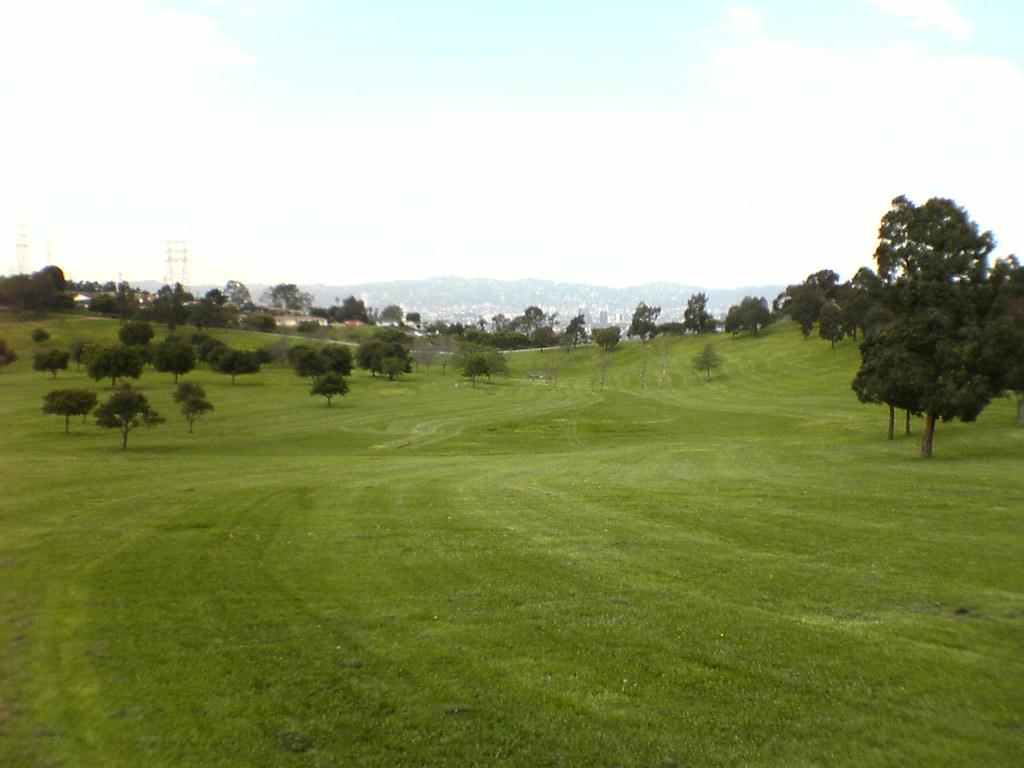 Rolling lawns and trees at Kenneth Hahn State Recreation Area next to Ladera Heights