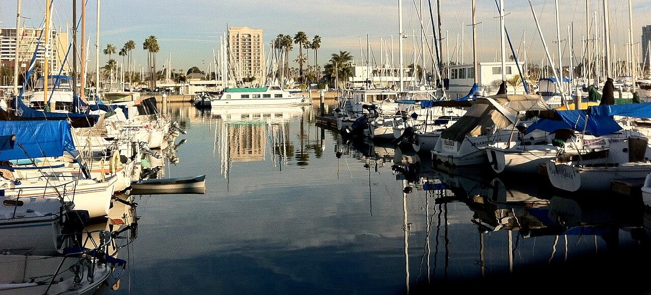 Boats docked in the Marina del Rey harbor