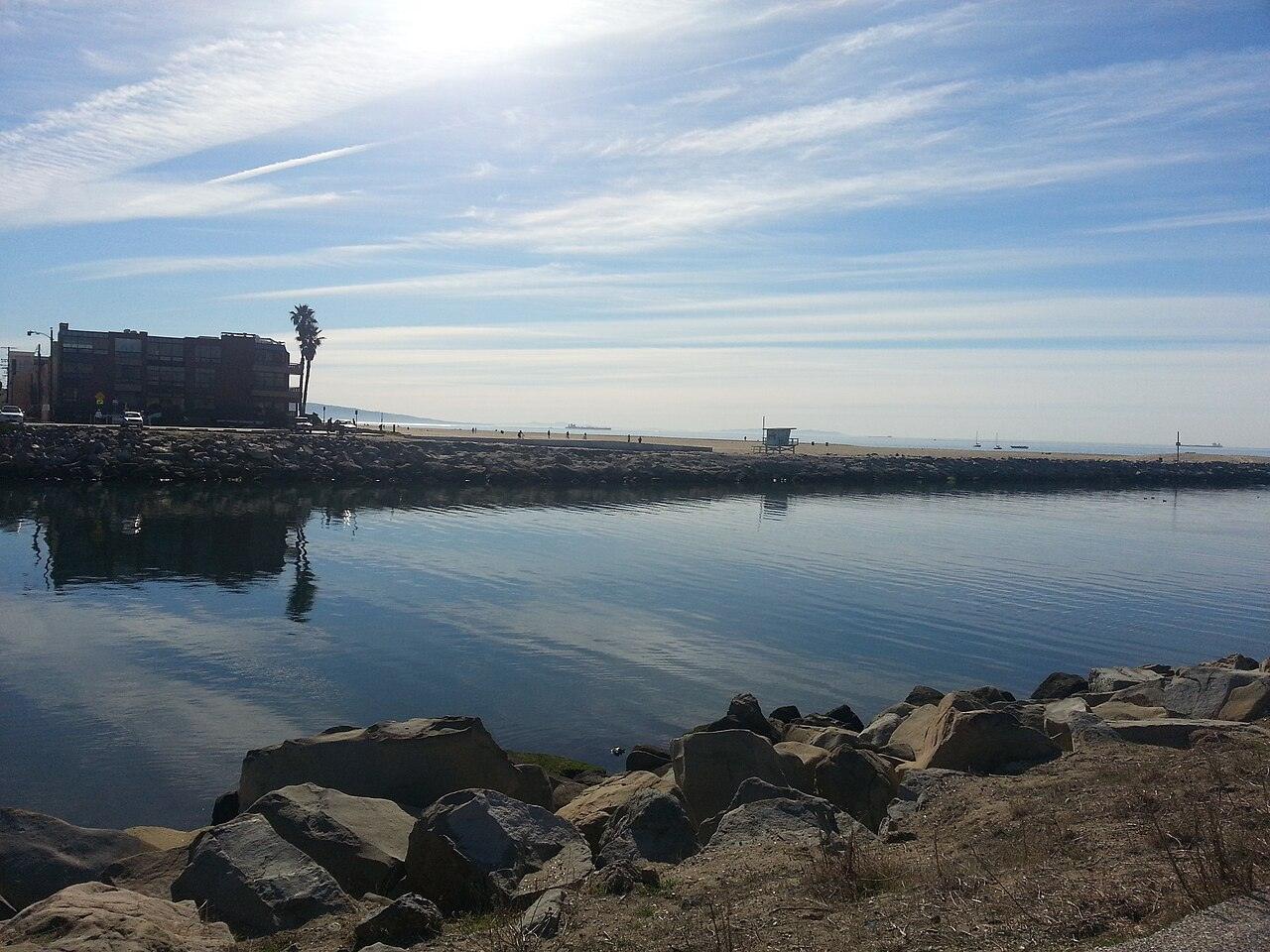 Playa del Rey beach seen from the Ballona Creek bike path