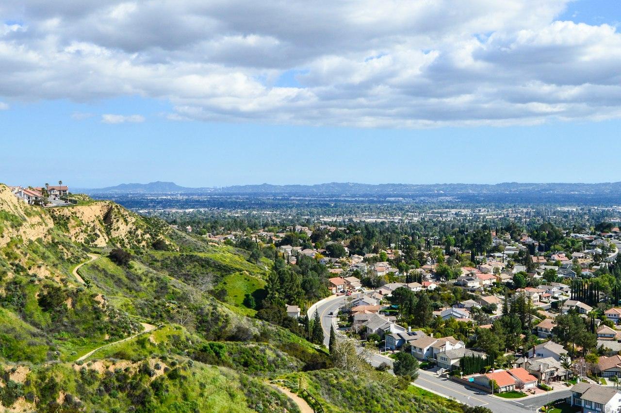 The San Fernando Valley seen from the green hills above Porter Ranch