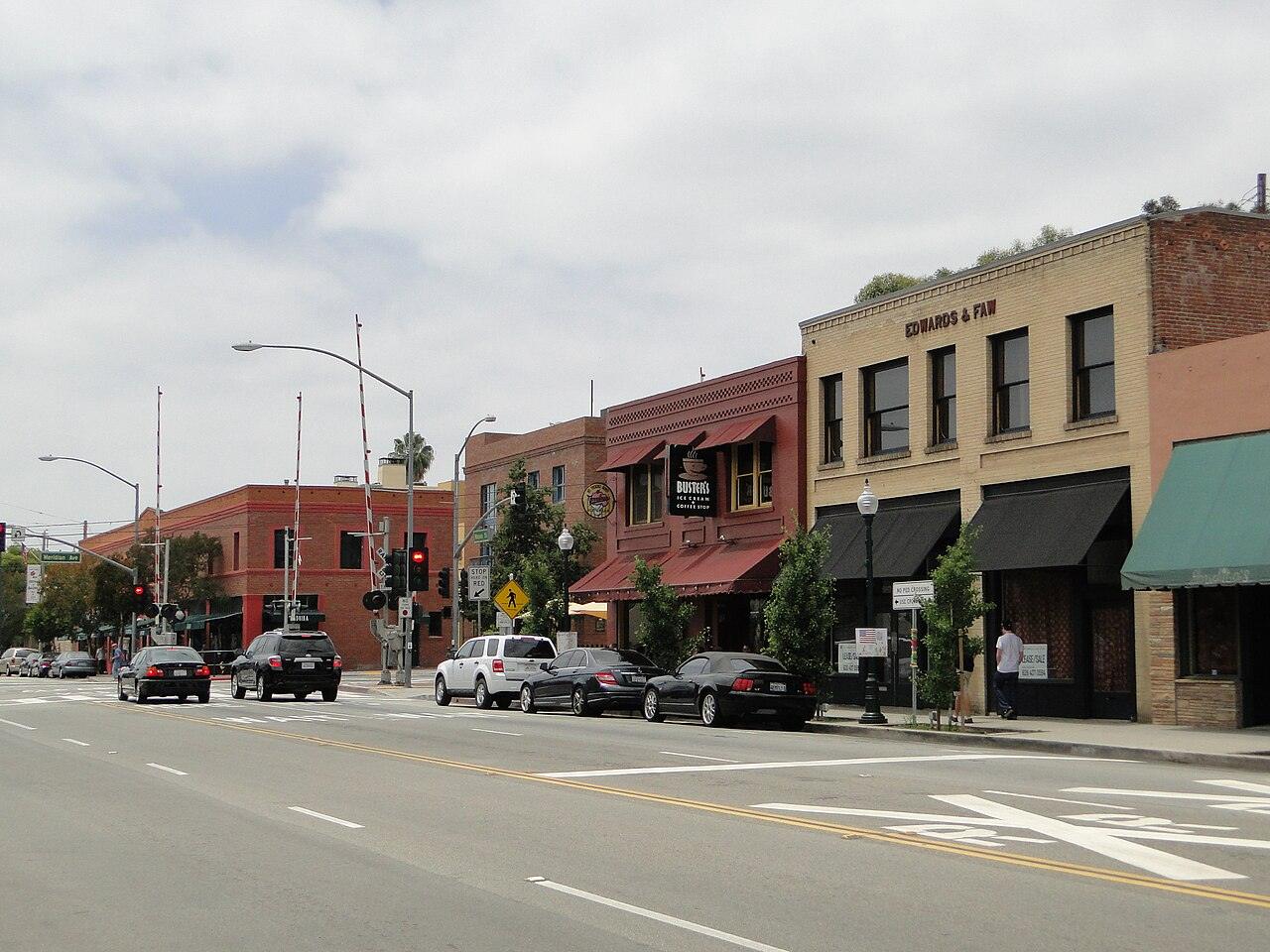 Historic storefronts on the north side of Mission Street in South Pasadena